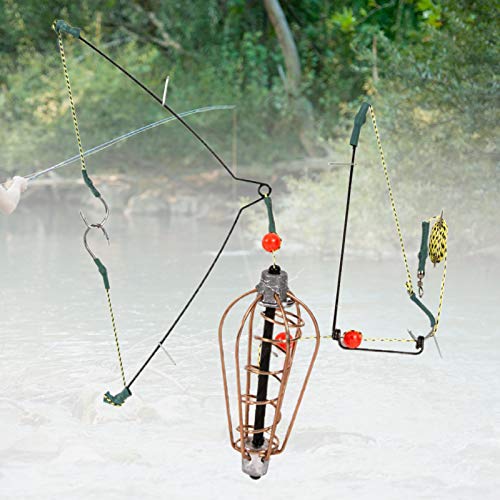 Isca de pesca, gaiola de isca de pesca, portátil, anticorrosão, cobre, com ganchos para pesca – 30 g