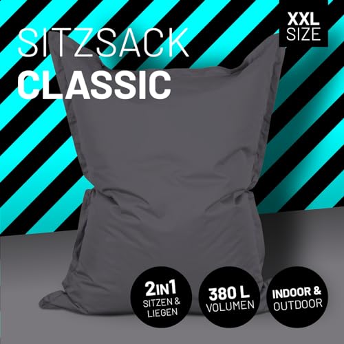 Lumaland Riesen-Sitzsack XXL 140x180 cm | Wasserfestes Indoor & Outdoor Liegekissen mit über 3 Mio....