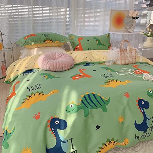 GETIYA Kinder Bettwäsche 100x135 Baumwolle Dino Bettwäsche Grün Mädchen Jungen Bettwäsche Dinosaurier Bunt Dino Bettbezug Grün Gelb Wendebettwäsche Babybettwäsche mit Kissenbezug 40x60 - Image 8