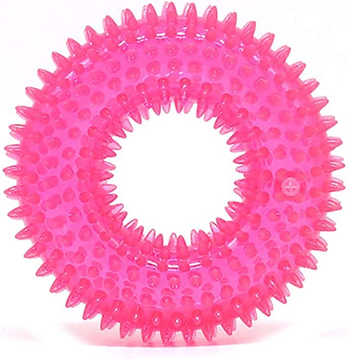 RvPaws Non-Toxic Soft Natural Rubber Squeaky 5.1 Inch Spike Ring Chew Toys Aggressive Chewers Dental Teething Cleaning Toy - Pink (B0BNJ66WM4) Amazon Price History, Amazon Price Tracker