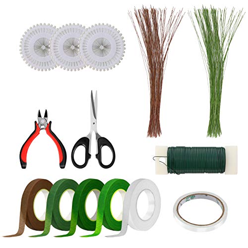 Kit de arreglos florales, Brynnl 14 piezas de herramientas florales que incluyen cortador de alambre floral tijera de calibre 26 cables de tallo