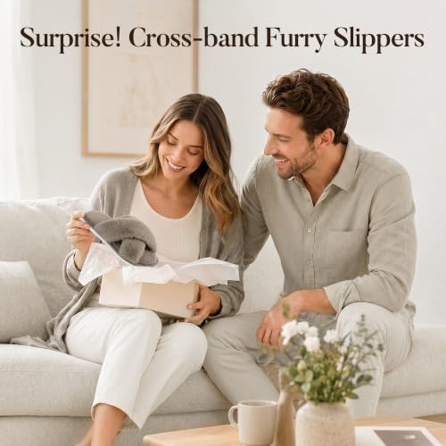 Image of Ankis Women's Fuzzy Slippers Cross Band Memory Foam Open Toe Comfy Soft House Shoes Anti-Slip Indoor Outdoor Gifts for Women