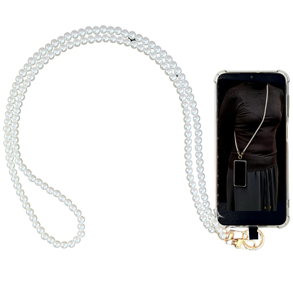 Labs Line Strap Pearl White lanyard holder phone include universal connector with gold ring