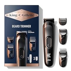 Idea Regalo - King C. Gillette Kit REGOLABARBA UOMO, 1 Testina, 3 Pettini Regolatori, 1 Spazzolina, 1 Caricatore, RASOIO BARBA ELETTRICO, Idea Regalo Uomo Kit professionale