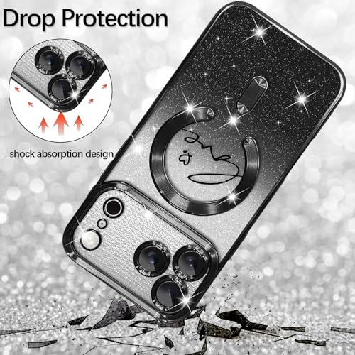 Image of ZIYE Magnetic Case Designed for iPhone 17 Pro Max Glitter Case-Black