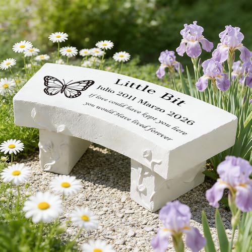 Personalized Memorial Benches in Memory of Loved Ones White Cemetery Memorial Benches for Graves Sympathy Memorial Gifts for Mom Grandpa Grandma Dad Loved Ones Lost 5.3 W x 11 L x 4.1 H