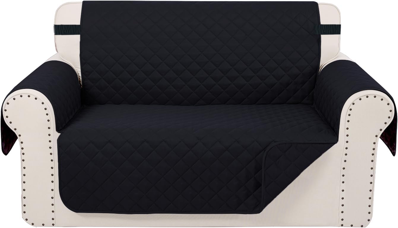 reversible loveseat sofa covers couch cover furniture protector(loveseat small,black/black) black/black loveseat-small(46")