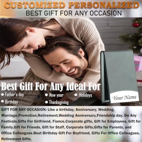Image of Engraved Your Name Customized On Vertical Card Holder -Luxurious Unisex Design-RFID Blocking Stainless Steel 1 x 10 x 6 cm for Credit|Debit|ATM|Business Visiting Corporate Gift (Black-Long)