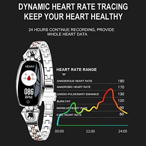 BZYZ Smart Horloge Dames 2021 voor Android iOS Waterdichte Fitness Armband Dames Smartwatch Slaap Hartslagbewaking Gift H8, (Kleur: H8 pro Gold) (Kleur: Zilver) (Goud) - Afbeelding 4