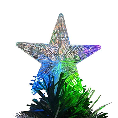 Arvore de Natal Fibra Ótica Natalino 1 metro 20cm Decoração Estrela Led Colorido 125 Galhos