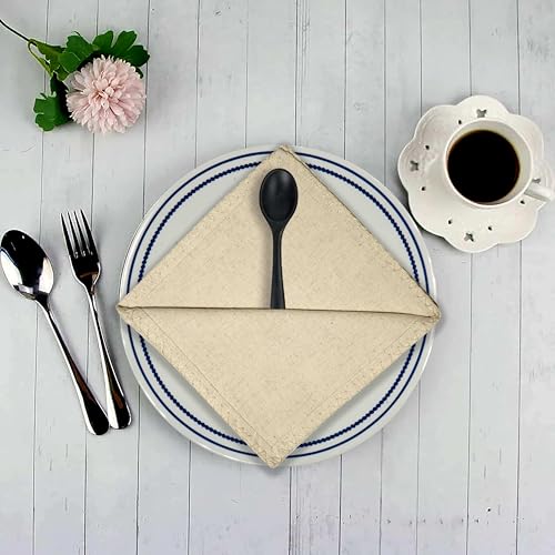 Servilletas de tela cuadradas beige 17x17 pulg set x6 miniatura 2