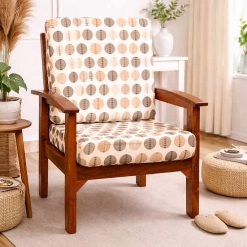 Image of STITCHNEST 'Contour Fit Series' Stretchable Printed Wooden Sofa Cover (Pack of 4) - Elastic Wooden Chair Cover | Wooden Sofa Seat Cover | Size - 20-21 x 20-21 x 3-5 in