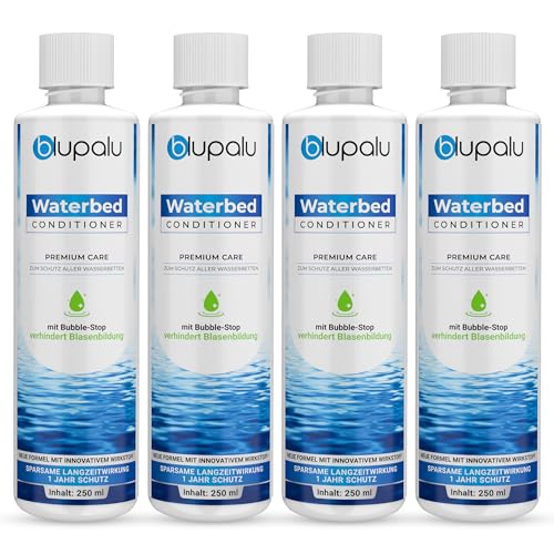 blupalu Wasserbett Conditioner Premium Care – 4x 250ml – Wasserbetten Konditionierer gegen Gerüche & Algen, Pflege für alle Wassermatratzen & Systeme aller bekannten Hersteller blupalu Wasserbett Conditioner Premium Care – 4x 250ml – Wasserbetten Konditionierer gegen Gerüche & Algen, Pflege für alle Wassermatratzen & Systeme aller bekannten Hersteller