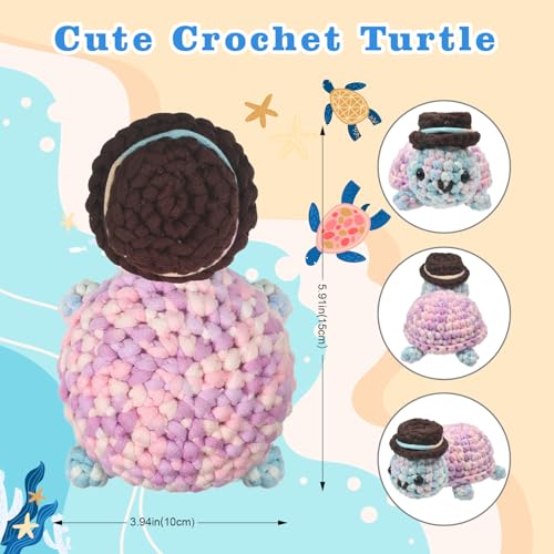 Image of Zepiany Crochet Kit for Beginners, Amigurumi Beginner Crochet Kit for Adults, Crochet Turtle Crocheting Kit, Cute Crochet Animals Knitting Kit with Step-by-Step Video, Crafts Kits for Adults