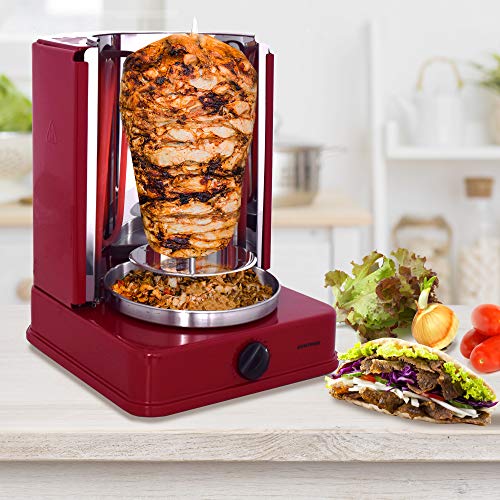 Syntrox Germany Dönergrill mit drehbaren Außenspießen und 120 Minuten Timer Rot ROQ-1400W-R – Bild 3