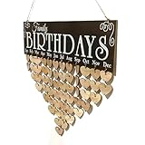 WOFASHPURET 木製 誕生日カレンダーリマインダー 壁掛け ファミリー用 バースデー記念日ボード カラフル 板 ハートディスク付き 家用装飾 アンティーク風 デコレーション 大人対応 立簡単