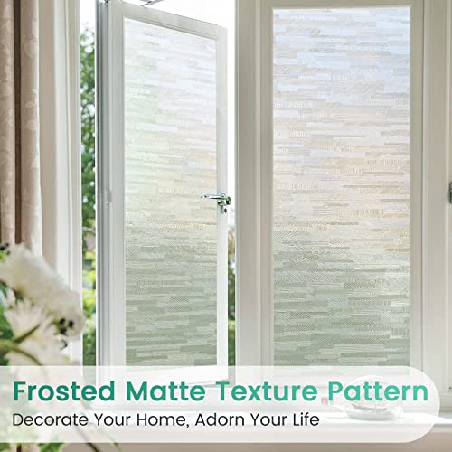 Rabbitgoo Window Privacy Film, Static Cling Frosted Window Coverings, No Glue Glass Door Film Sun Blocking Translucent Window Vinyl Clings For Home Kitchen Office Living Room (35.4" X 157.4") #TOP3