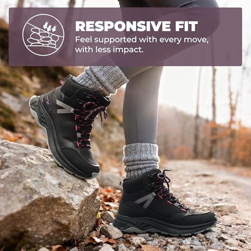 NORTIV 8 NORTIV 8 Women's Hiking Boots Waterproof Lightweight Outdoor Trekking Comfortable Non-Slip Backpacking Camping Ankle Boot Hollow,Size 11,Black,NWUMHB2501
