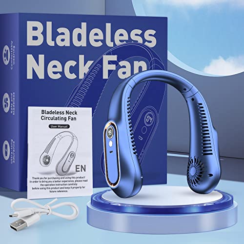 Domserv Portable Neck Fan, 5 Speeds Personal Neck Fans For Women Men, 720° Up&Down Airflow Bladeless Rechargeable Usb Fan, Led Display, Wearable Hand Free Fan For Indoor Outdoor Travel Sport #TOP7