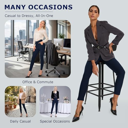 Image of Ginasy Dress Pants for Women, Pull-On Business Casual Leggings | Classic Colors; High-Rise Tummy Control; Stretch Knit Fabric; Pull-On Fit with Functional Pockets