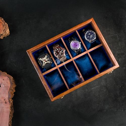 Image of Royal Craft Expertise Mens Watch Box,Watch Display Case,Indian Rosewood Watch Box Case Organizer For Men,Velvet Lining Glass Lid,Solid Gift For Him,Made For Special Occasions|Heavy And Solid Wood