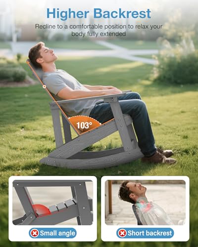 image for YEFU Outdoor Rocking Chair,Adirondack Rocking Chair,Patio Rocker Chair