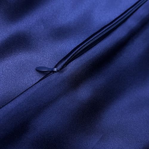 townssilk Federa su entrambi i lati 100% pura seta di gelso da 19 mm per la salute dei capelli e della pelle, federa per cuscino di dimensioni,con cerniera nascosta 1 pezzo 50x80cm Navyblue