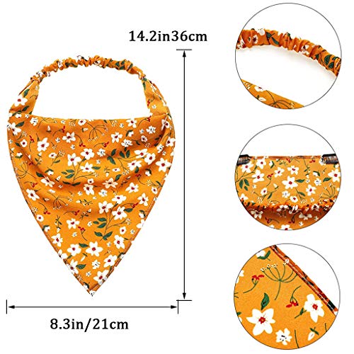 Elastische haarband met bloemenpatroon, 10 stuks, chiffon-hoofd, hoofddoek, haarband, print, vintage bloemenhaarsjaals… - Image 4