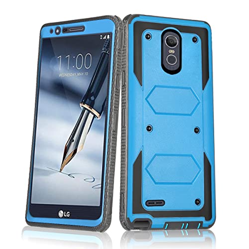 Asuwish Phone Case for LG Stylo 3 Stylo3 Plus Cover Hybrid Shockproof Drop Proof Full Body Protective Heavy Duty Cell Accessories LGstylo3 Style 03 3+ Stylus 3Plus LS777 LGL84VL L84VL Women Men Blue