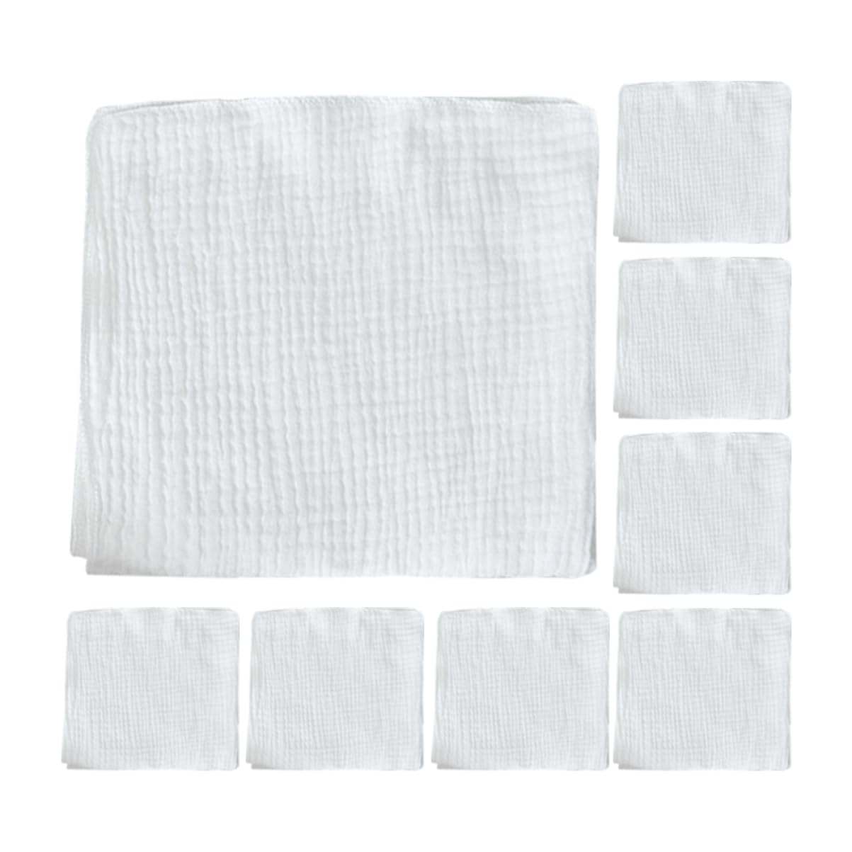 Beavorty Newborn Baby Diapers 8 Cotton Burp Cloths Washcloths Reusable Nappies Soft Cotton White 43 * 45cm