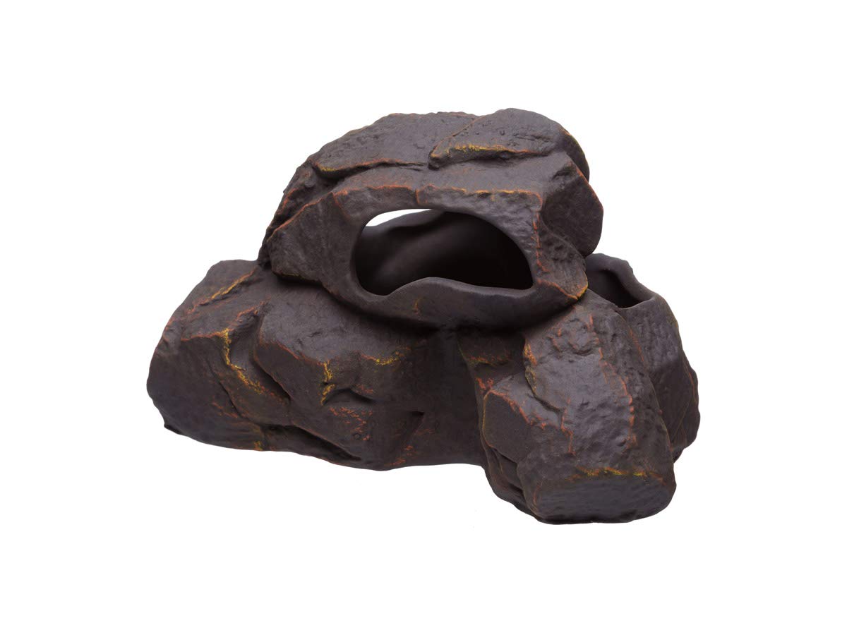 Plecoceramics Aquarium-Dekoration aus Keramik, Höhle, Betta-Stein, Dekoration für Aquarien, Versteck für die Zucht von Buntbarschen, Plecos, Betta-Spielzeug, Versteck (Magma-Stein)