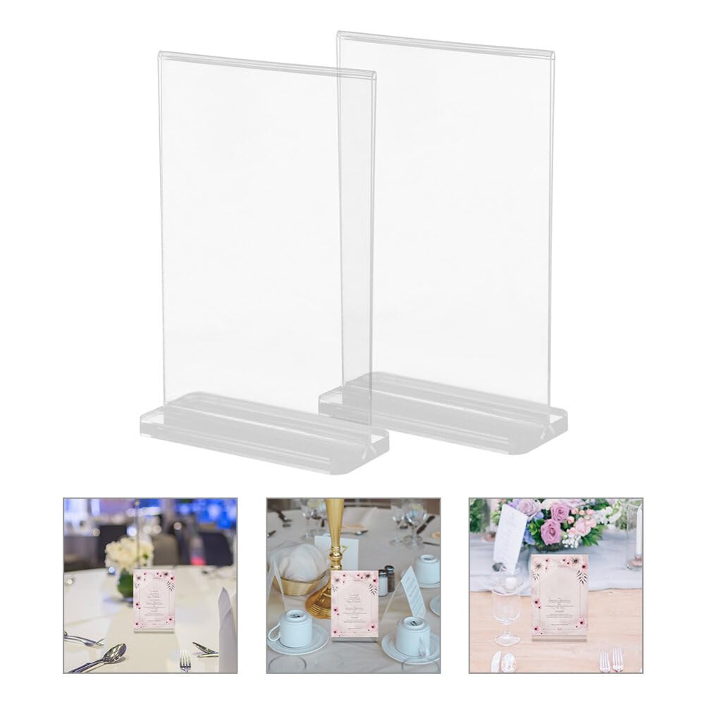 SHINEOFI 10 Soportes Para Carteles De Acrílico Con Base En Forma De T Soporte Vertical Para Menú Pantalla Transparente Para Mesa Soporte Para Tabla De Precios De Plástico Marco De Fotos De