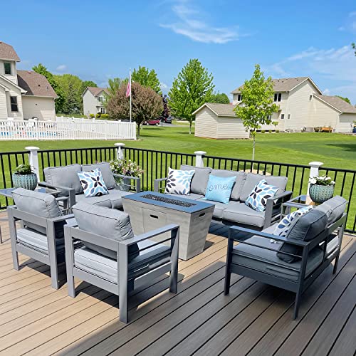 Flymei Patio Cushion Covers, Water Resistant Outdoor Cushion Cover Replacement, Patio Sofa Cushion Covers Only Outdoor Couch Cushion Covers (22'' X 20'' X 4''-4 Covers Only, Grey) #TOP1