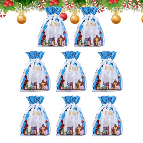 クリスマスパッケージバッグ | 8ピース クリスマス ドローストリング ラッピングバッグ | 再利用可能な靴下詰め物 クッキーツリーデコレーション 子供 大人 パーティー 記念品 誕生日 フェスティバル