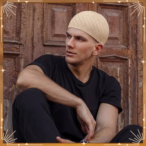 Image of Boyiee Kufi Hat for Men Muslim Knit Kufi Cap Crochet Beanie Skull Beanie African Hat for Men Women