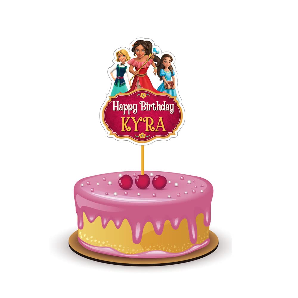 The Blu Party? Elena of Avalor Theme Birthday Cake Topper for Elena of Avalor Birthday Decorations with Baby Name & Age