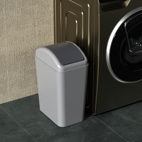 Caneca de basura gris rectangular de 4.5 galones miniatura 7