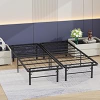 Queen Bed Frame Metal Platform Bed Frame Queen Size 14 Inch Mattress Foundation Box Spring Replacement Heavy Duty Steel Slat Noise-Free Easy Assembly,Black