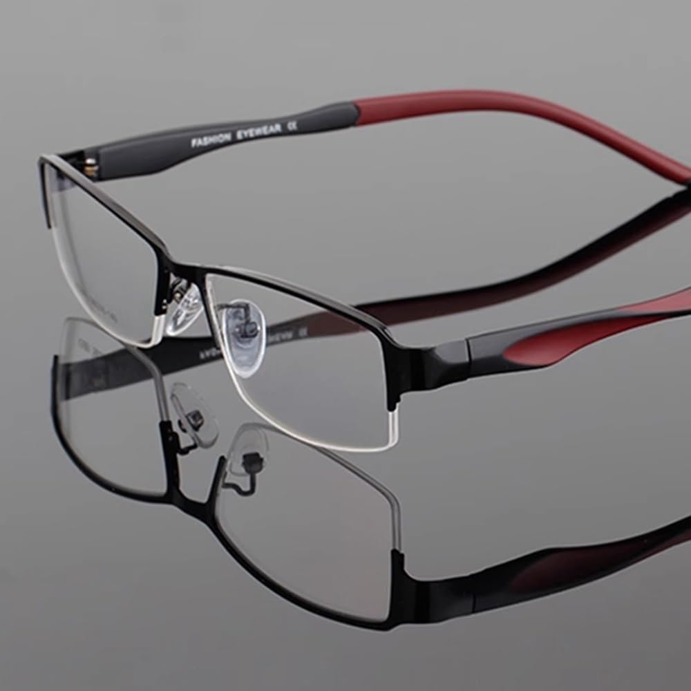NILZA Multifocales Gafas De Lectura Hombres Presbicia Anteojos Reading Glasses 1.0 3.0 Gafas De Presbicia Media Montura Computer Filtro Mujer (Color : Black+Red, Size : 2.0X)