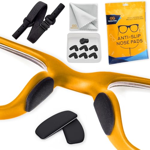 Eyeglass Nose Pads Anti Slip - 6 Pairs Ultra Thin 1mm Silicone Nose Pads for Glasses - Soft Stick On Nose Cushions for Eyeglasses & Sunglasses - Microfiber Cleaning Cloth - (Black Black)