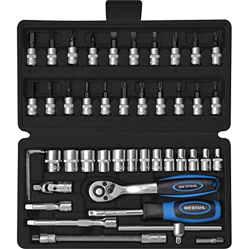 SW-Stahl S2146 Steckschlüsslsatz I 46-teilig I 1/4 Zoll I Werkzeugkoffer Industriequalität 1 SW-Stahl S2146 Steckschlüsslsatz I 46-teilig I 1/4 Zoll I Werkzeugkoffer Industriequalität