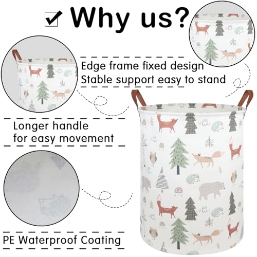 Image of FXOLCSHE Animal Baby Laundry Basket,Woodland Animals Baby laundry hamper,Toy basket for boys,Nursery Hamper Gift Baskets for Bedroom,Toy Bin,Gift Basket.Baby room decor(Animal)