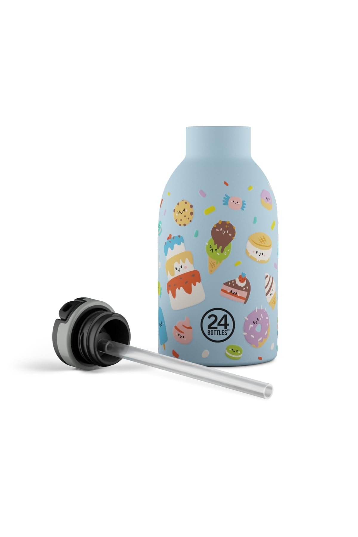 24BOTTLES Kids Borraccia Bambini Termica con Cannuccia 330ml Music Friends | Ermetica, Acciaio Inox, BPA Free, 24H Freddo/12H Caldo, Bambina e Bambino, Non Crea Condensa, per Scuola Elementare e Asilo