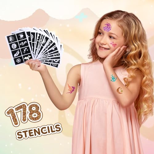 Bledras Glitzer Tattoo Set Kinder, 36 Farben Glitzertattoos für Mädchen – Ansicht 4