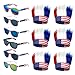 POPCIEL Bulk Memorial Day 4th of July Accessories, Patriotic Red/White/Blue Hat Glasses, 6 American Patriot Flag Hats Patriotic Hairy Headband and 6 American Flags Sunglasses for Costume Party Props