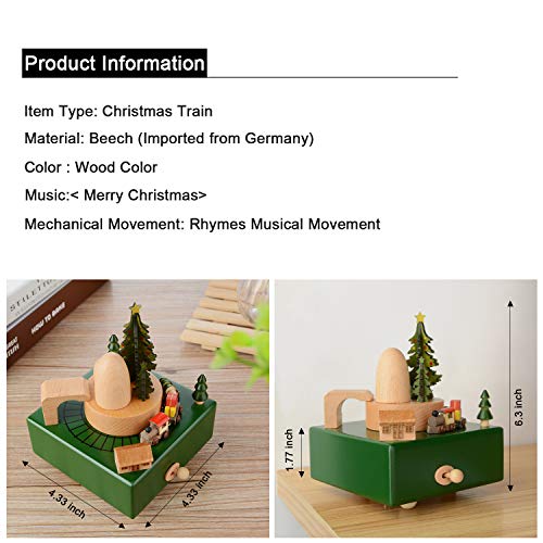 Takefuns Christmas Wooden Music Box Present Christmas Train Musical Box For Her,Musical Box Birthday Present For Lover Friends And Children，Play Merry Christmas Song #TOP1