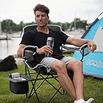 Googo Camping Chair Folding Portable Lightweight Chair With Cooler Cup Holder Mesh Back Seat Supports 300lbs Collapsible Compact Chair With Carry Bag Strap For Outdoor Camp Hiking Picnic