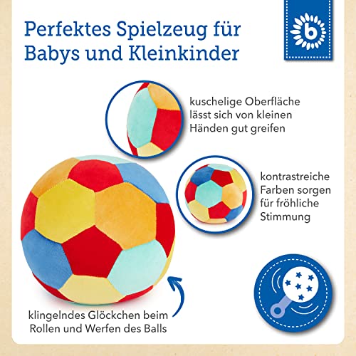 Bieco Softball Baby Rassel | Ø 25 cm | Stoffball mit Rassel | Plüschball | Greifball für Babys | Rasselball zum Greifen