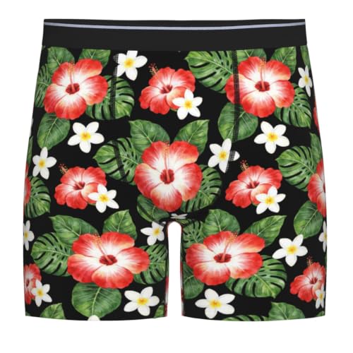YSBKN Botanical Pattern Flower Hawaii Mens Underwear Stretch Breathable Boxer Briefs Novelty Gifts Small