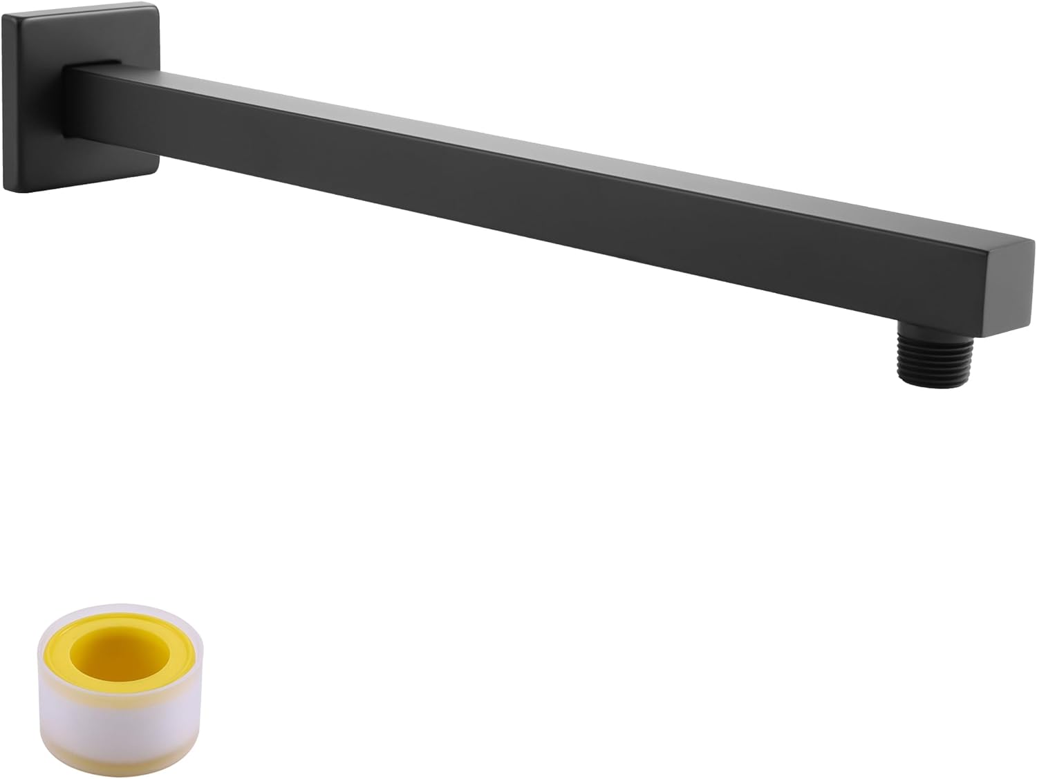 KES Shower Head Extension Arm, Rain Shower Head Extension Extender 16-Inch Square Rainfall Shower Arm with Flange SUS304 Stainless Steel Matt Black, PSAN4-BK